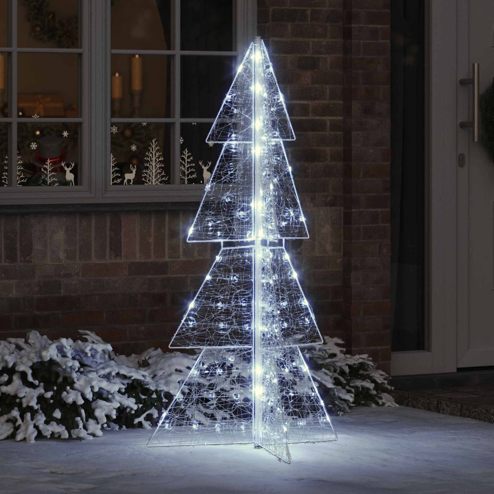 Árvore de natal com 160 leds branco frio 150 cm acrílo