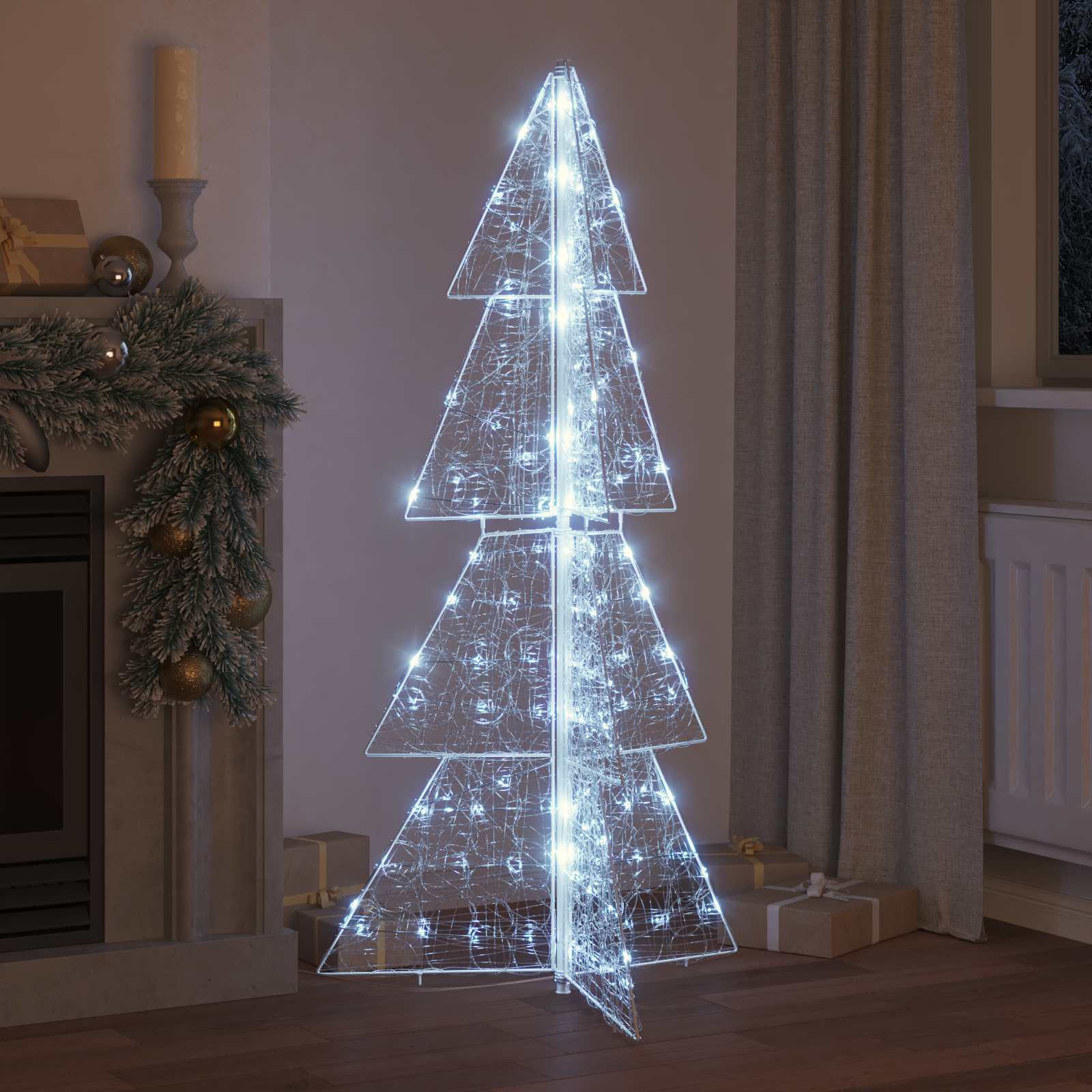 Árvore de natal com 160 leds branco frio 150 cm acrílo