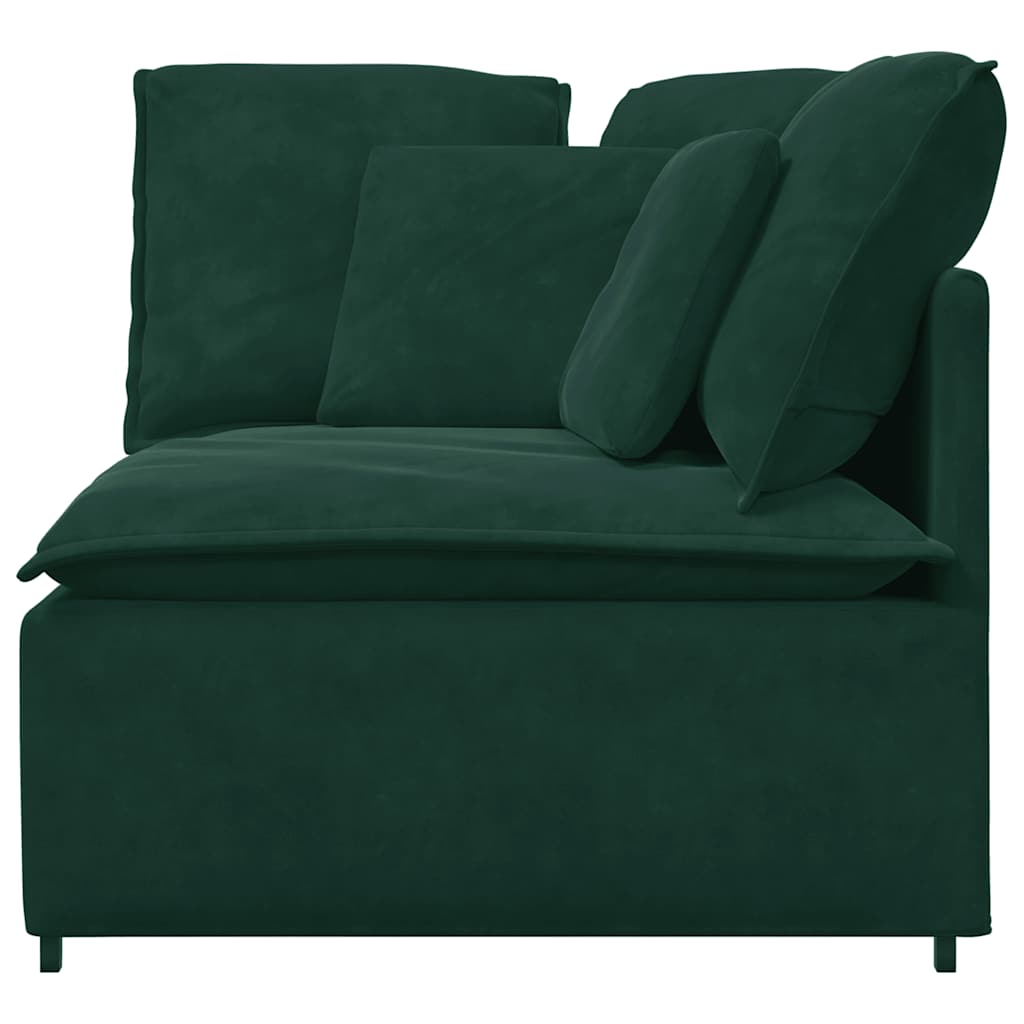 Módulo de canto para sofá modular com almofadas, verde escuro, 100 cm