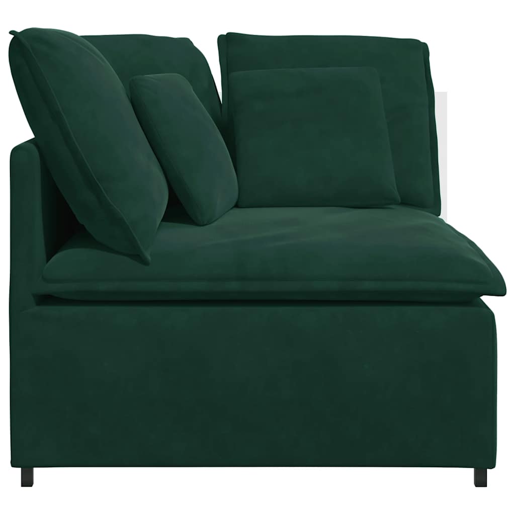 Módulo de canto para sofá modular com almofadas, verde escuro, 100 cm