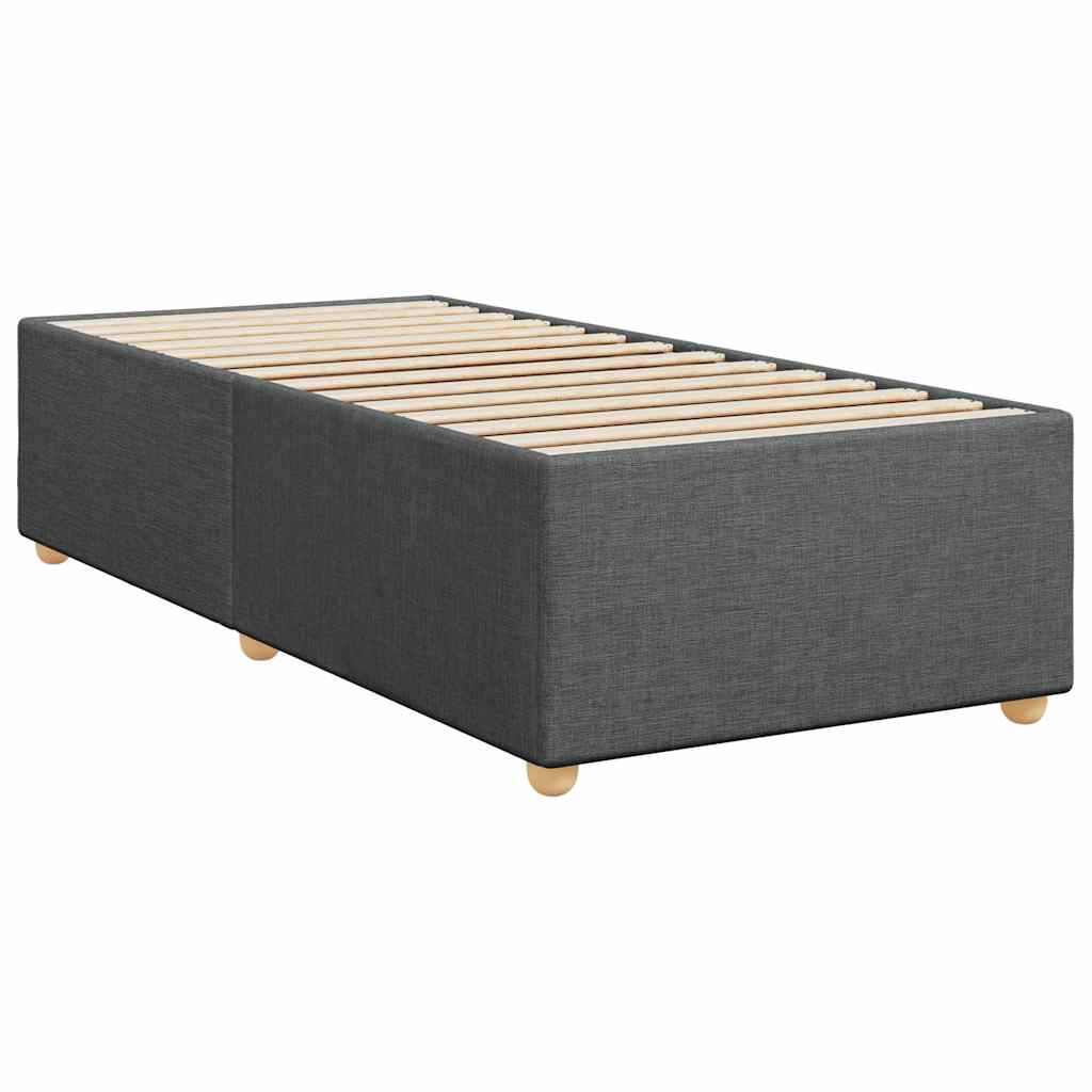Estrutura de cama sem colchão, tecido cinza escuro, tamanho solteiro