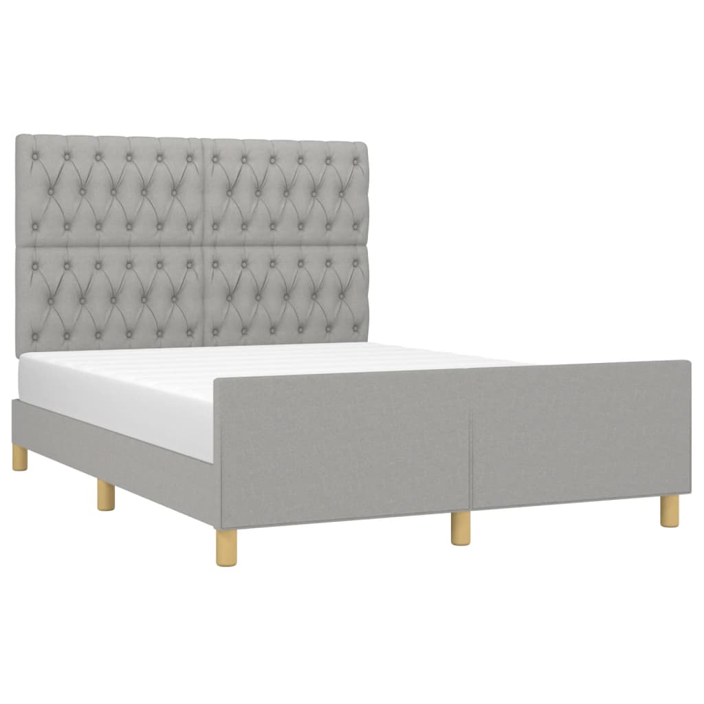 Estrutura de cama sem colchão 140x200 cm tecido cinzento-claro