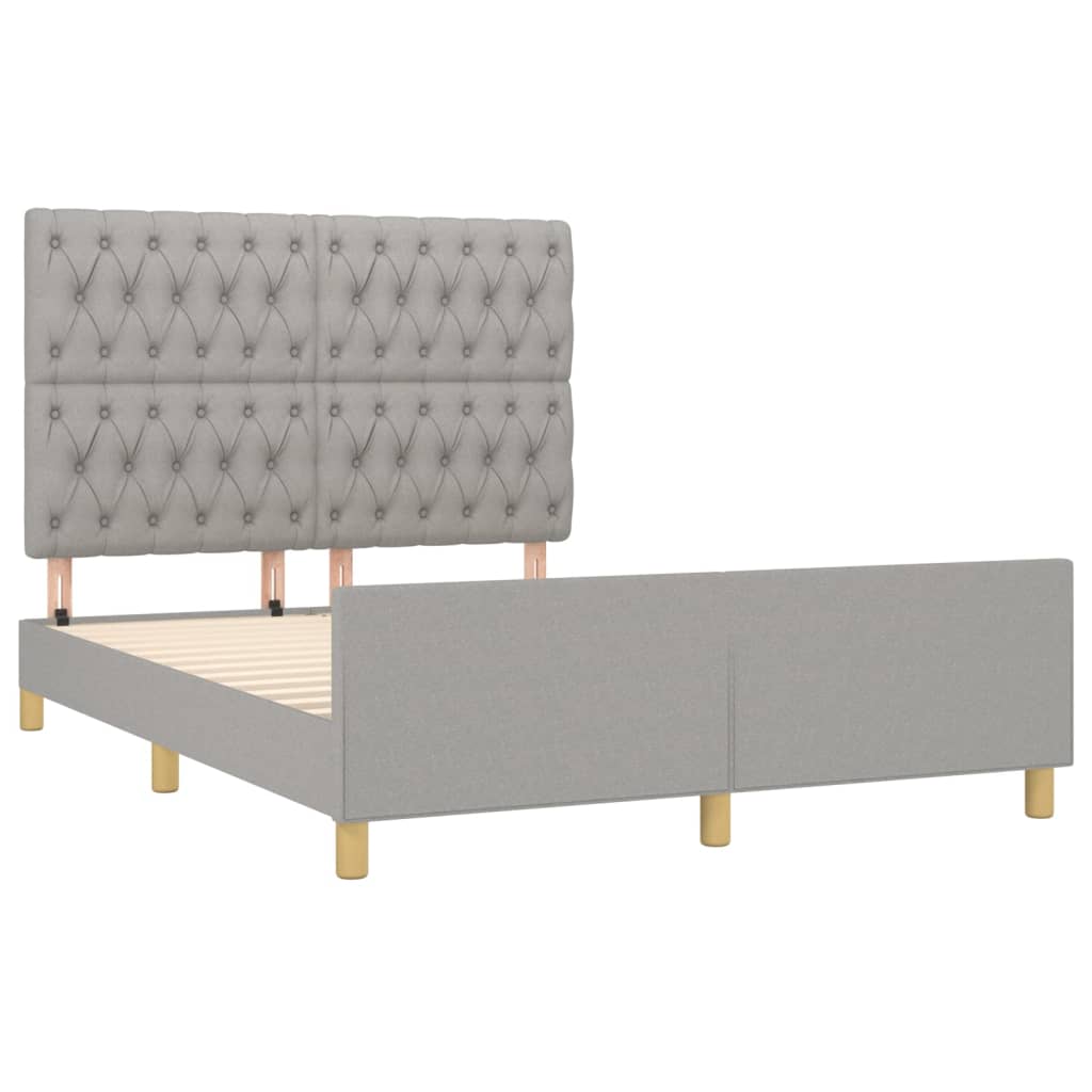 Estrutura de cama sem colchão 140x200 cm tecido cinzento-claro