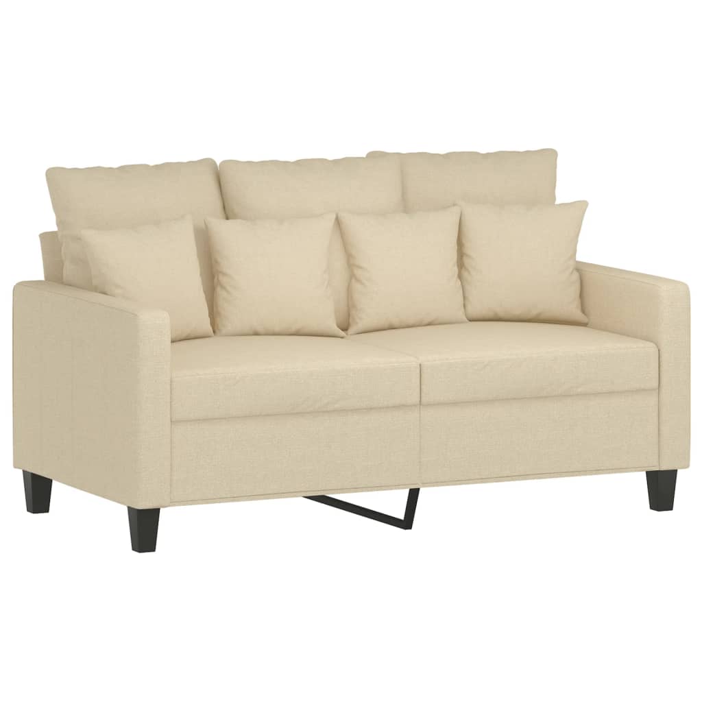 3 Pcs conjunto de sofás com almofadões tecido cor creme