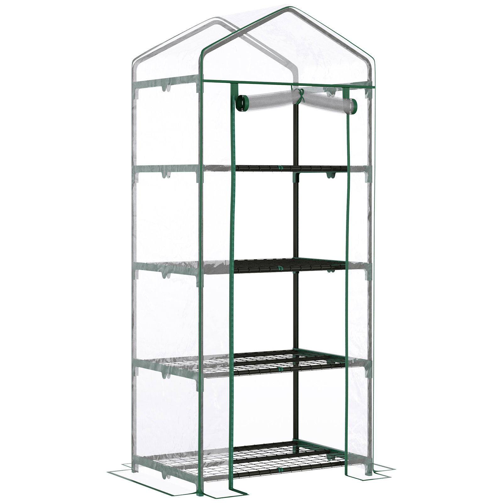 Estufa de Jardim com 4 Prateleiras e Cobertura de PVC Estufa de Aço para Cultivo de Plantas Flores 70x50x160cm Transparente