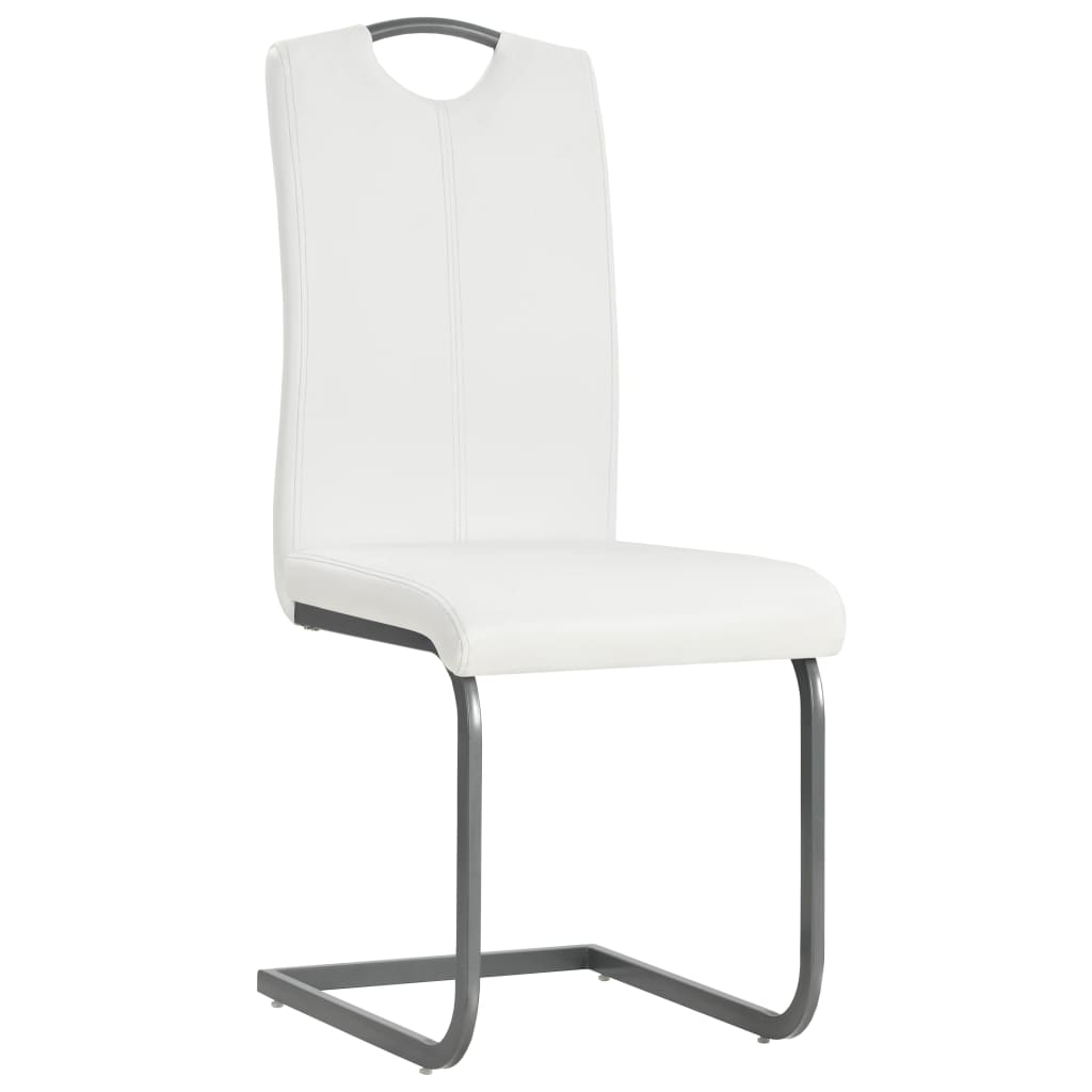 Cadeiras de jantar cantilever 2 pcs couro artificial branco