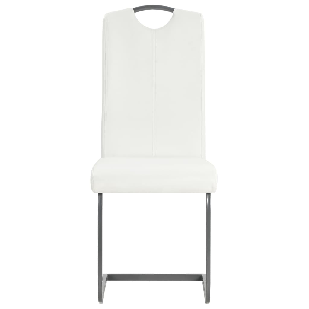 Cadeiras de jantar cantilever 2 pcs couro artificial branco