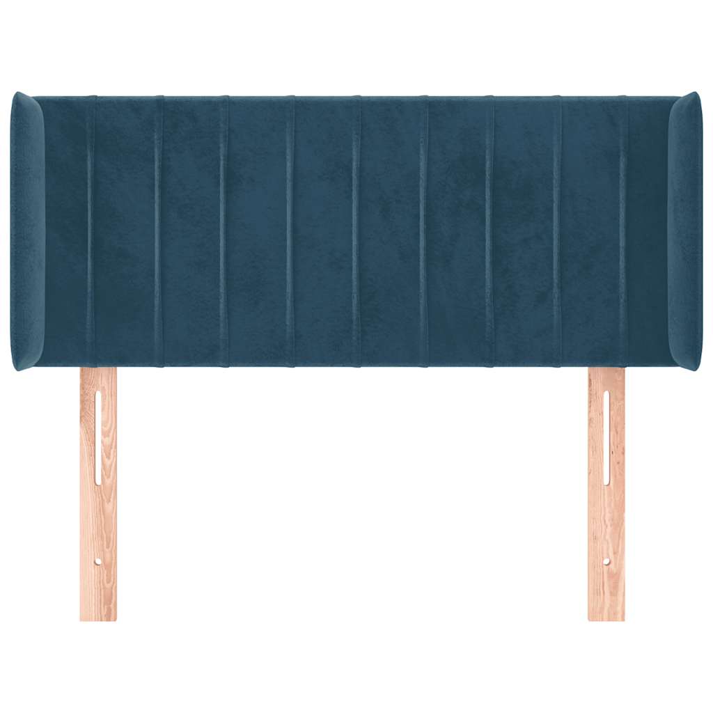 Cabeceira de cama c/ abas veludo 83x16x78/88 cm azul-escuro
