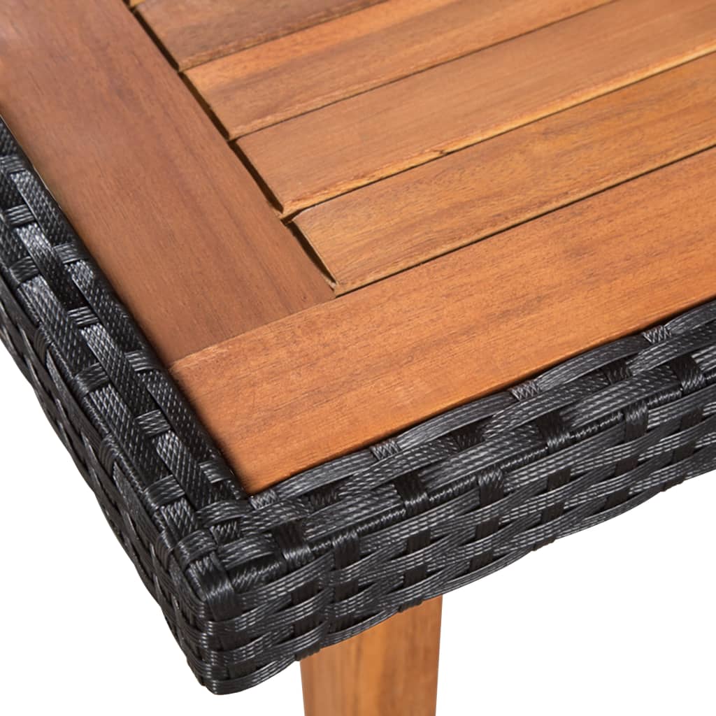 5 Pcs conjunto de jantar para jardim vime PE preto e castanho