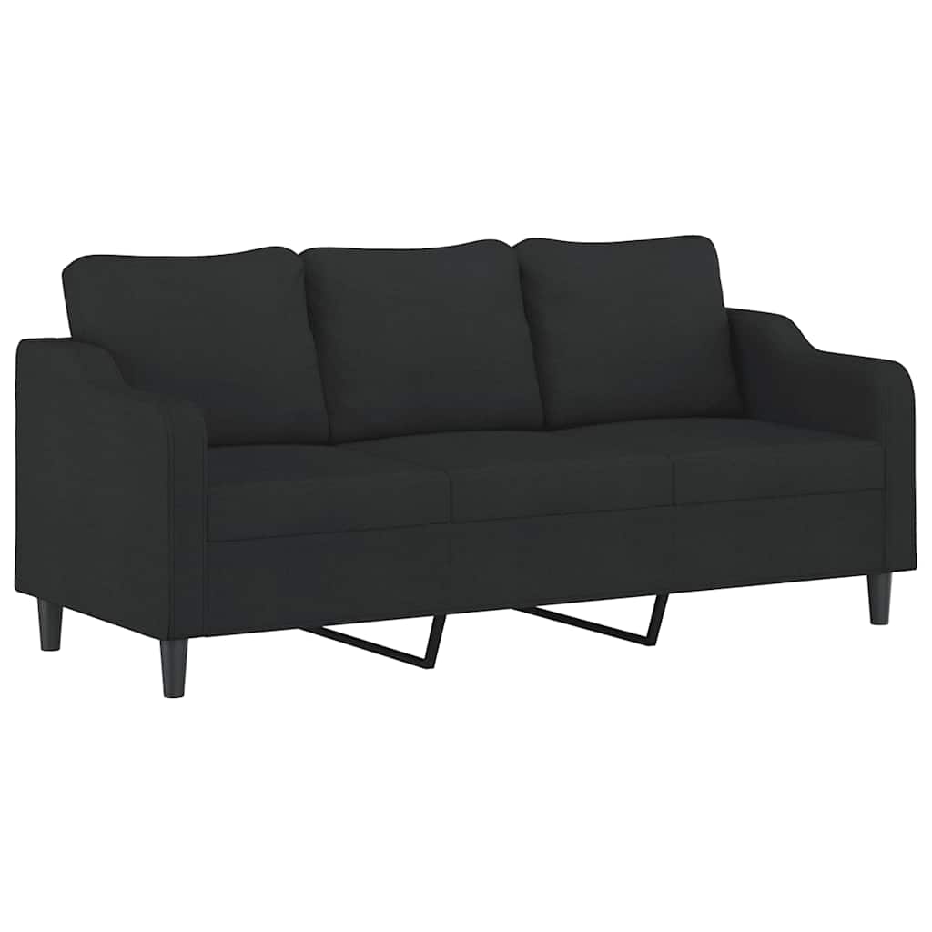 3 Pcs conjunto de sofás com almofadões tecido preto