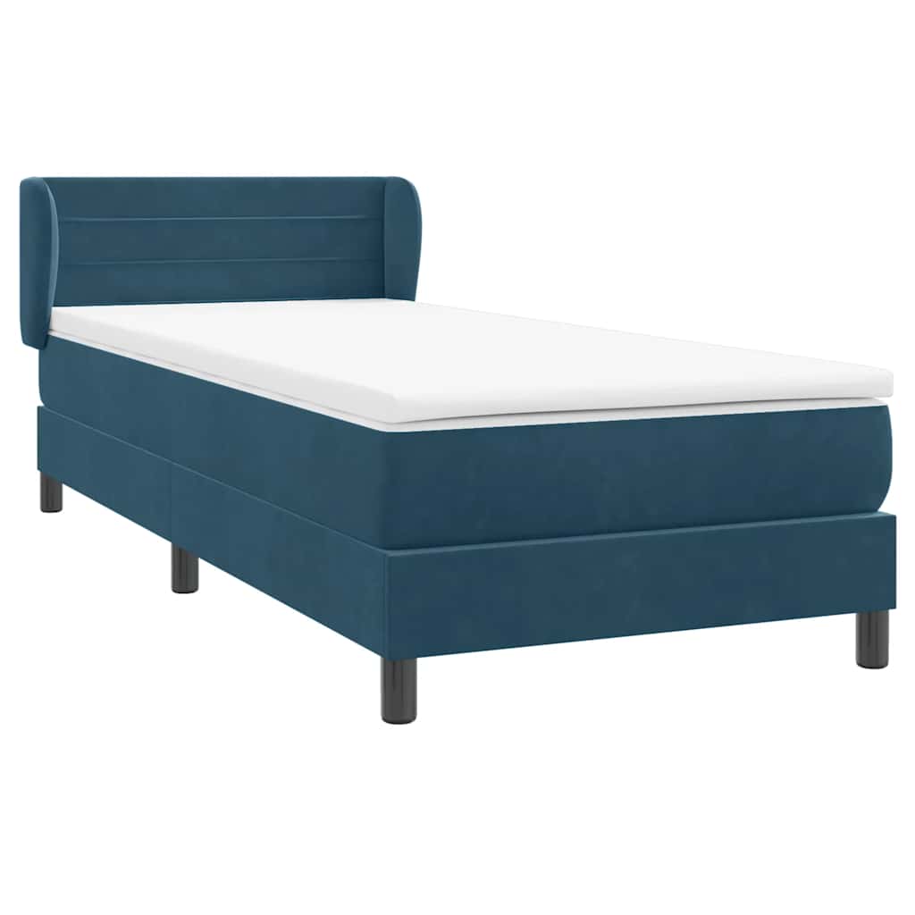 Cama com molas/colchão 80x220 cm veludo azul-escuro
