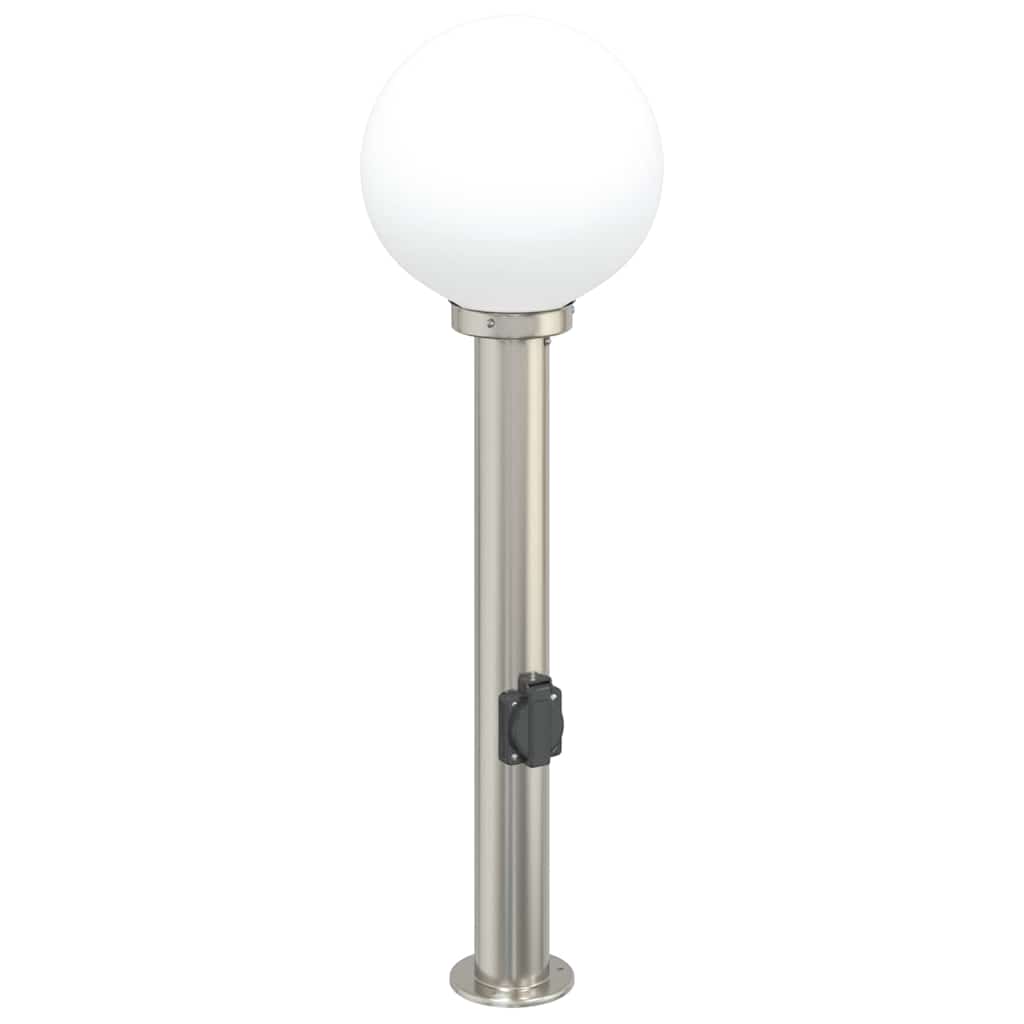 Luminárias de balizador com tomada, 3 peças, 80 cm, aço inoxidável, IP44