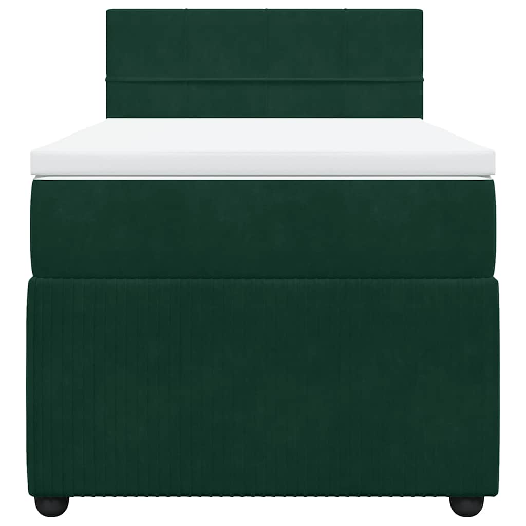 Cama com molas/colchão 90x190 cm veludo verde-escuro