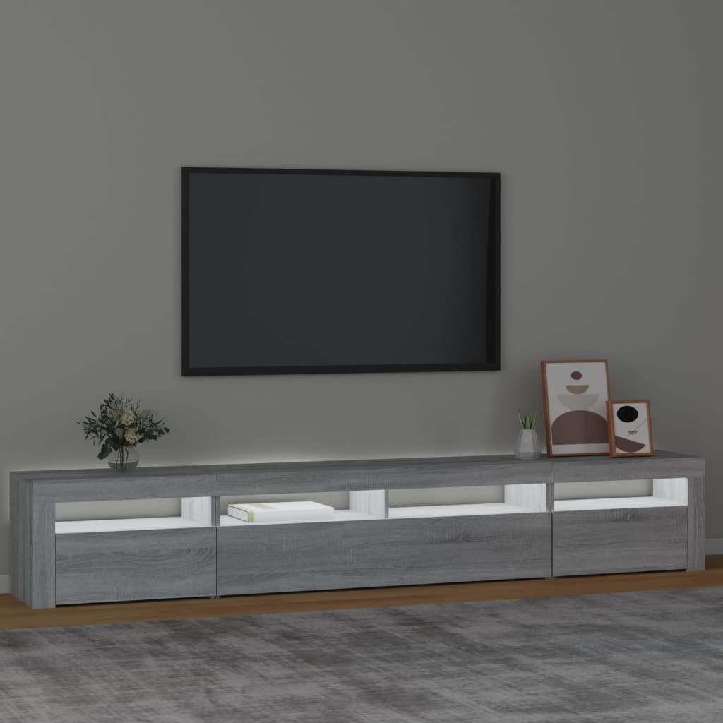 Móvel de TV com luzes LED 240x35x40 cm sonoma cinza