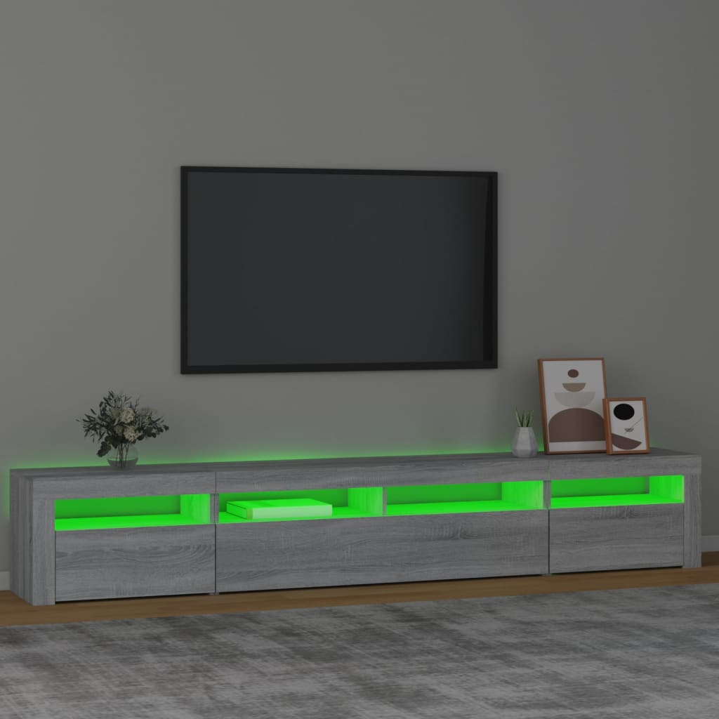 Móvel de TV com luzes LED 240x35x40 cm sonoma cinza