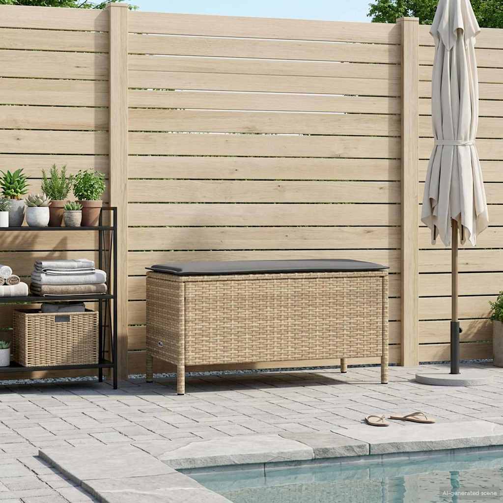 Pufe de jardim bege e cinza claro 80 x 38 x 42 cm rattan de PE