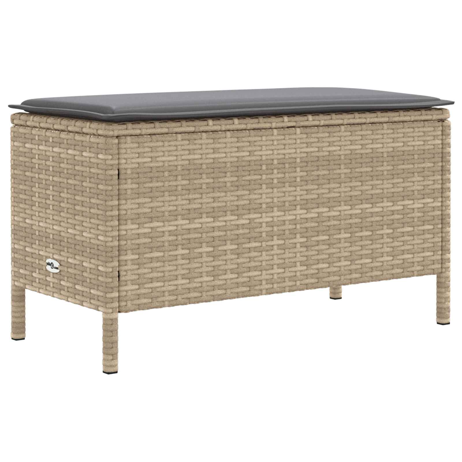 Pufe de jardim bege e cinza claro 80 x 38 x 42 cm rattan de PE