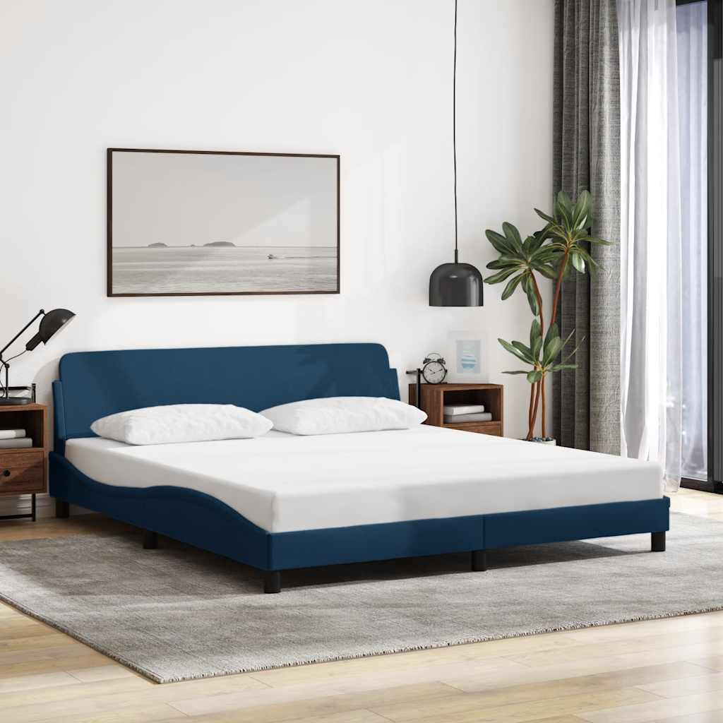 Estrutura de cama com cabeceira dover 180x200 cm tecido azul