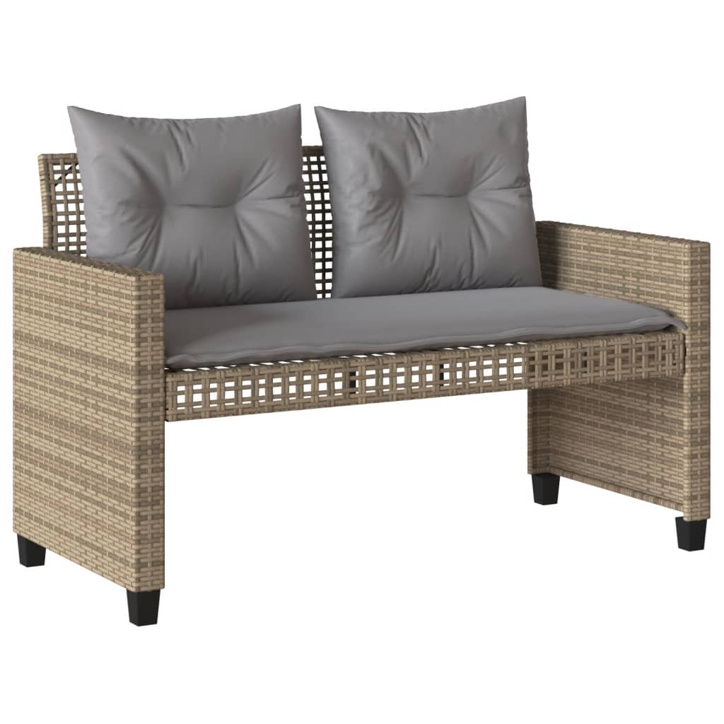 4Pcs conj. de sofás para jardim c/almofadões vime PE/vidro bege