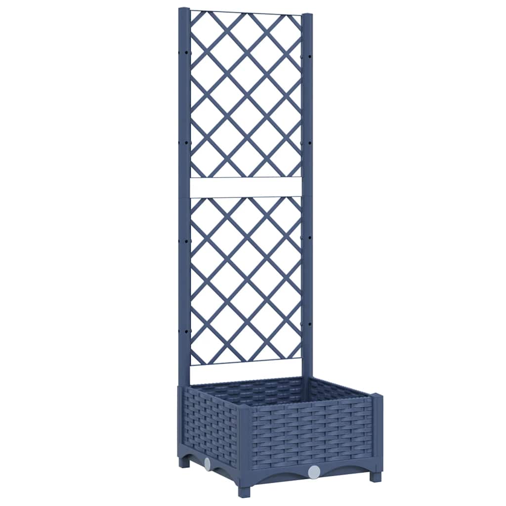 Vaso de jardim com treliça azul-acinzentado 40x40x121,5 cm PP