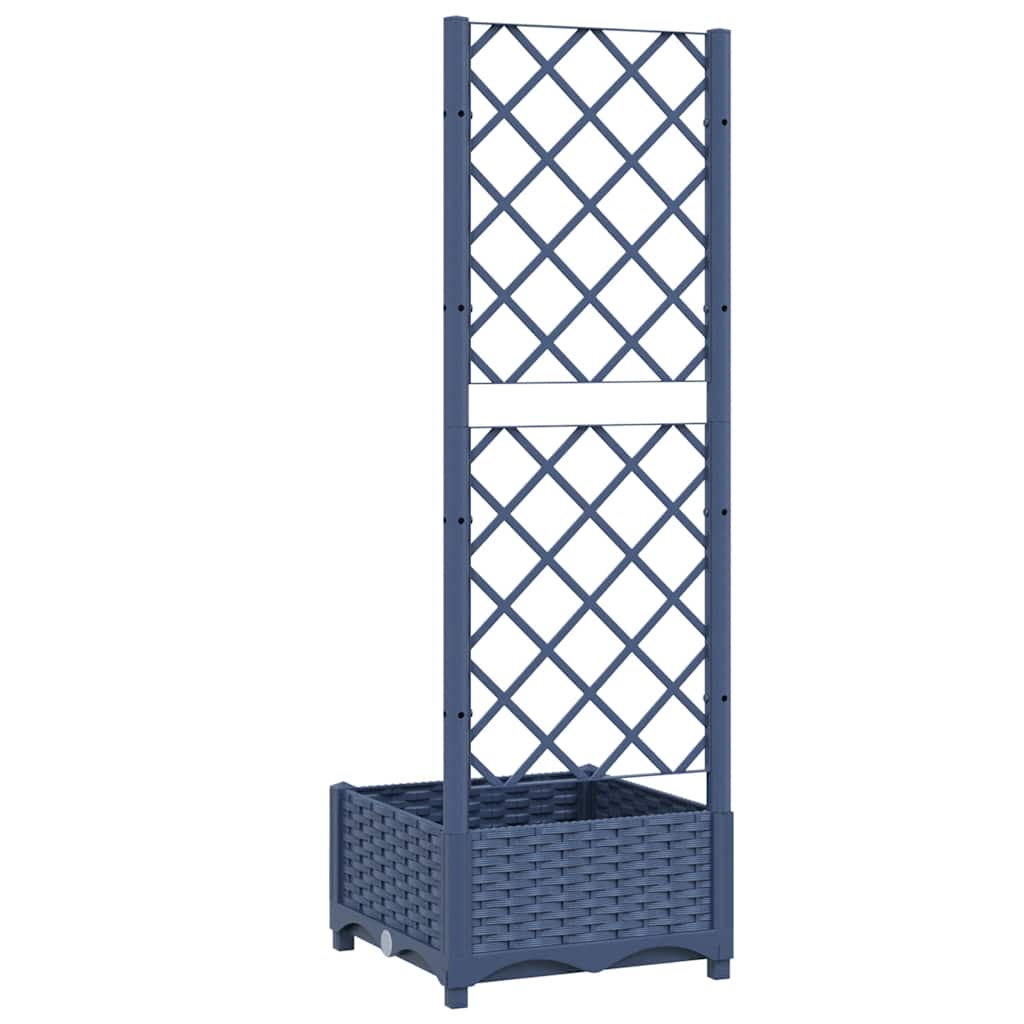 Vaso de jardim com treliça azul-acinzentado 40x40x121,5 cm PP
