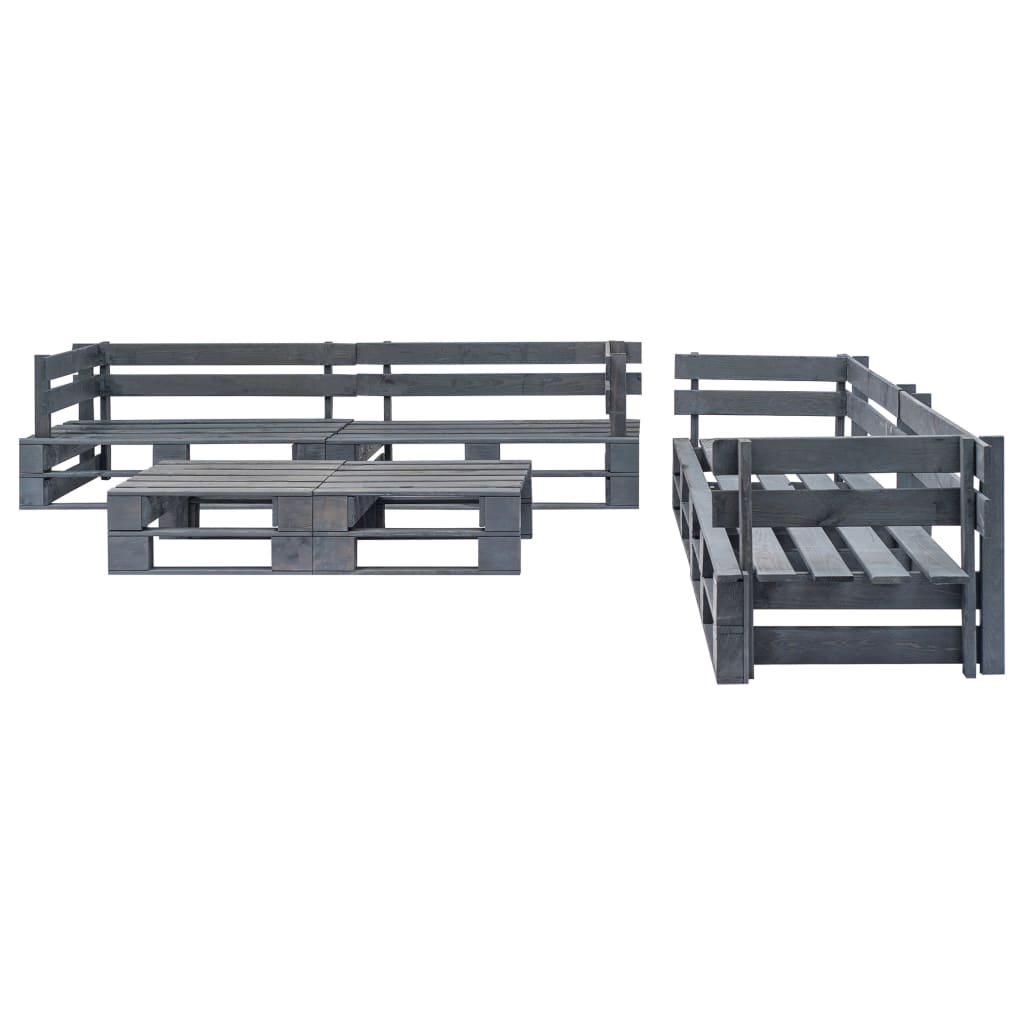 6 Pcs conjunto lounge de jardim paletes madeira cinzento