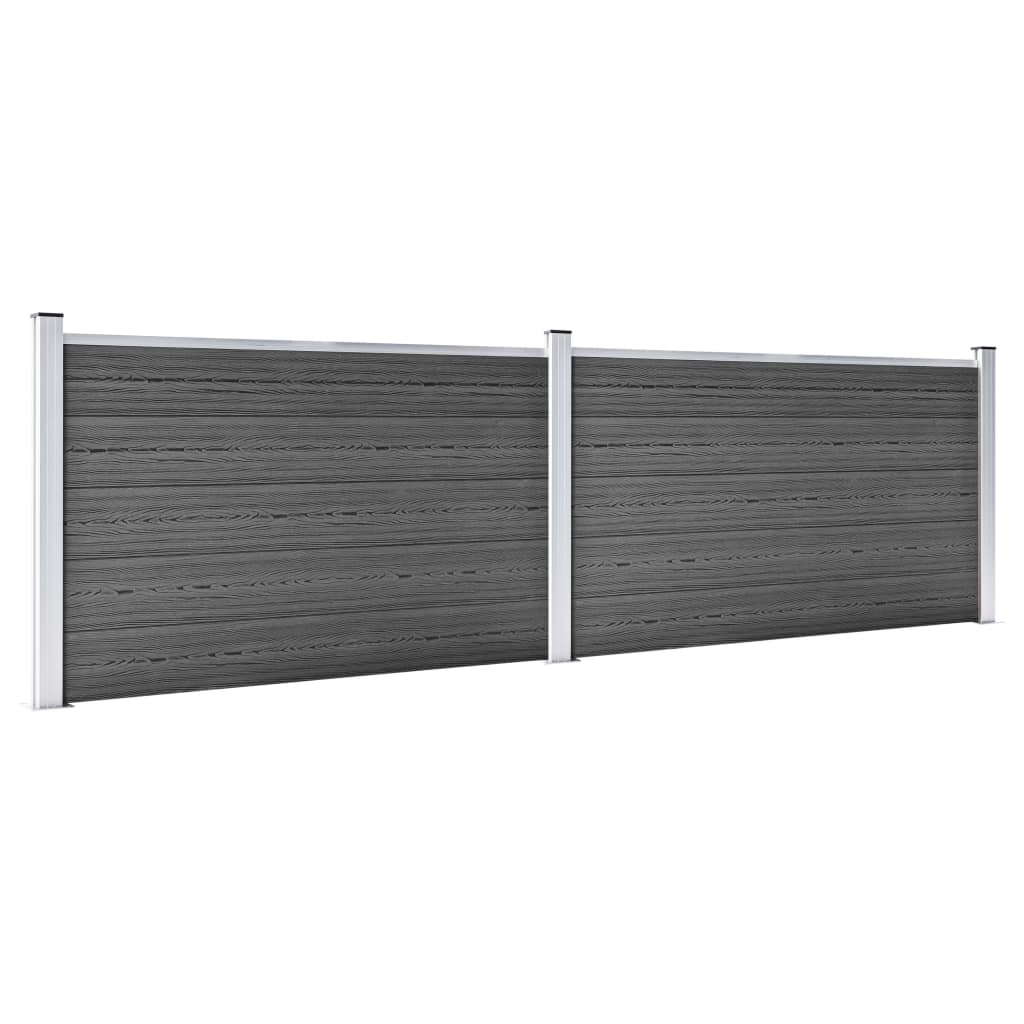Conjunto de painéis de vedação wpc 353x105 cm preto