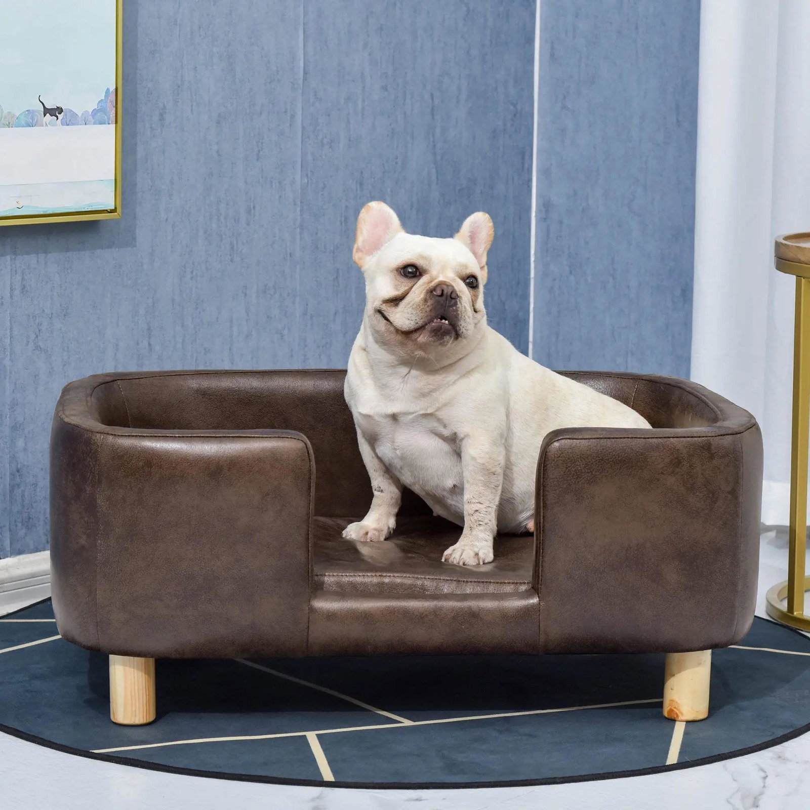 Sofá para animais de estimação pequenos e médios acolchoado 74x48,5x31 cm