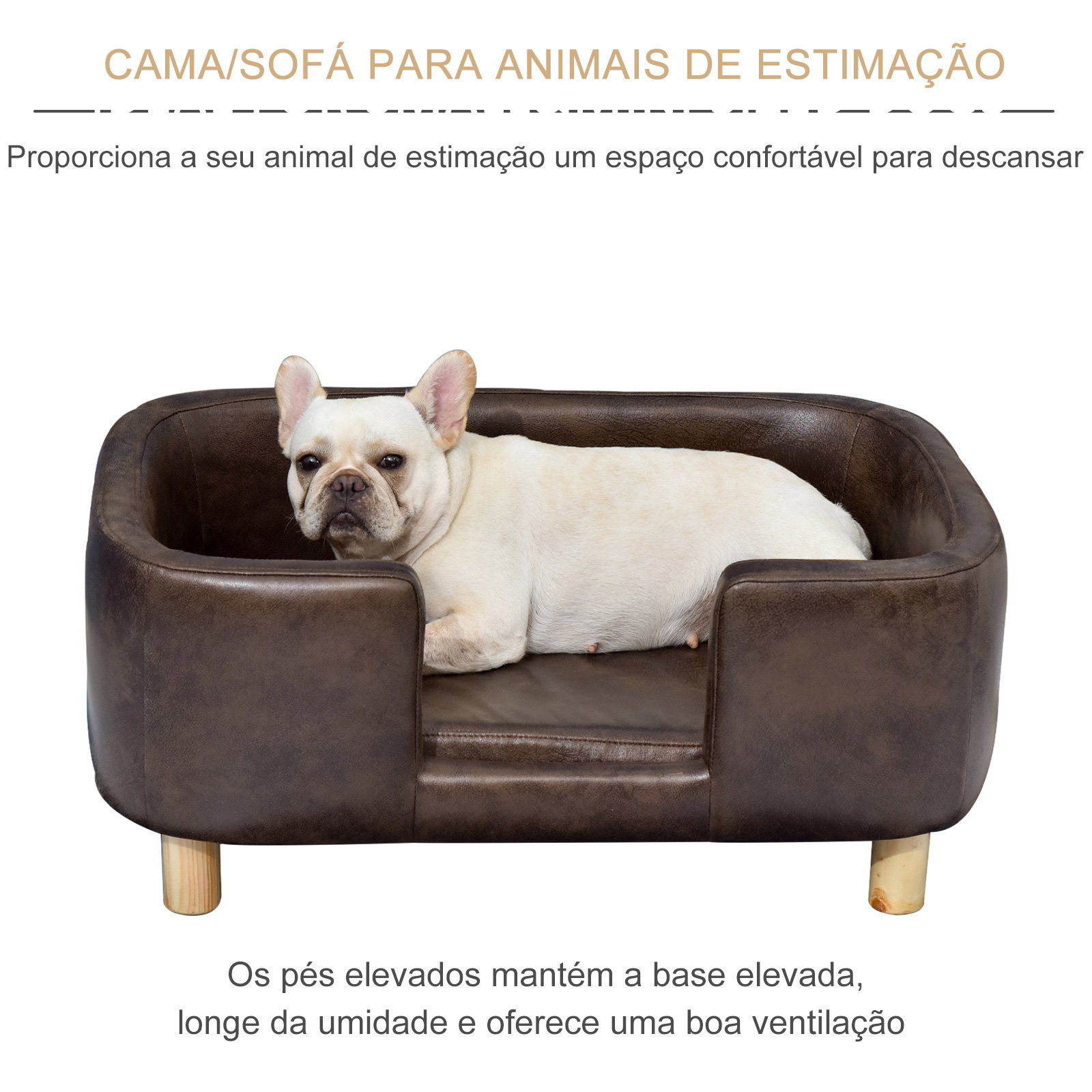 Sofá para animais de estimação pequenos e médios acolchoado 74x48,5x31 cm