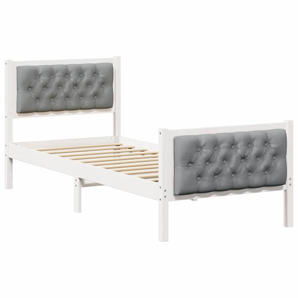 Estrutura da cama com cabeceira cinzento-claro 80 x 200 cm