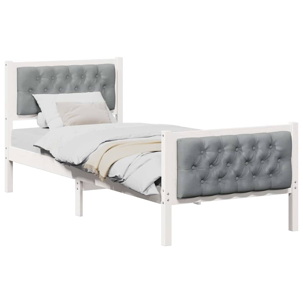 Estrutura da cama com cabeceira cinzento-claro 80 x 200 cm