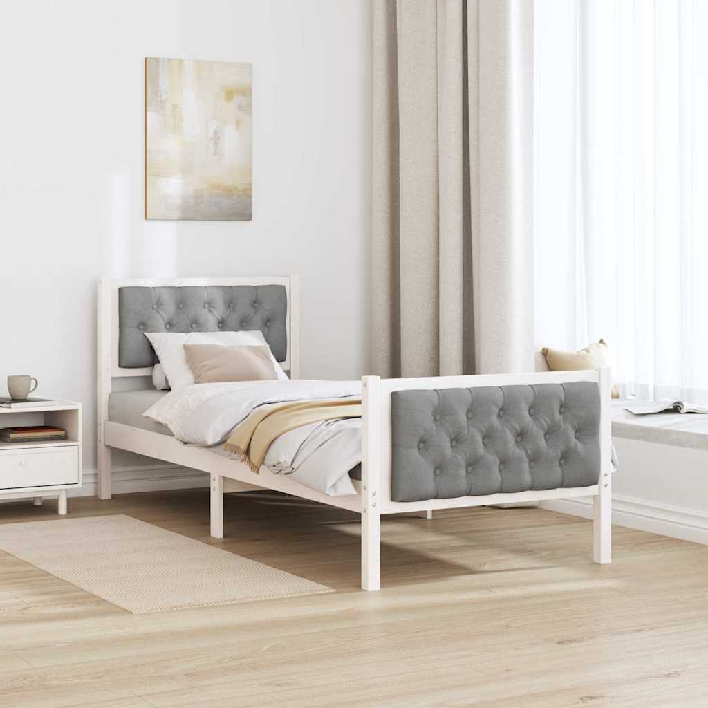 Estrutura da cama com cabeceira cinzento-claro 80 x 200 cm
