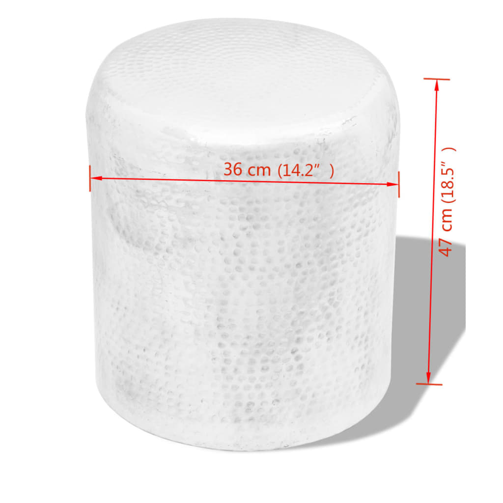 Mesa de apoio/banco em alumínio martelado, prateado
