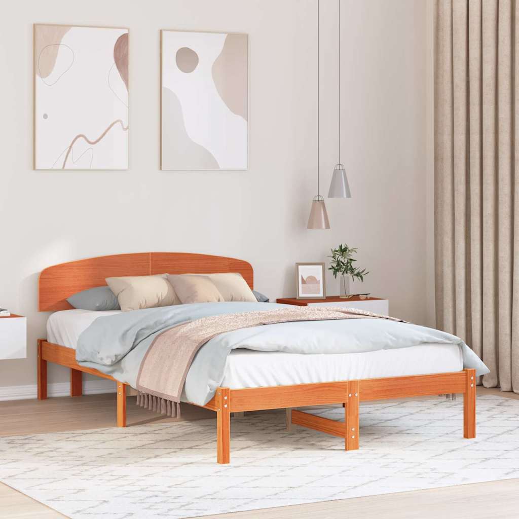 Estrutura da cama com cabeceira marrom cera 120 x 200 cm