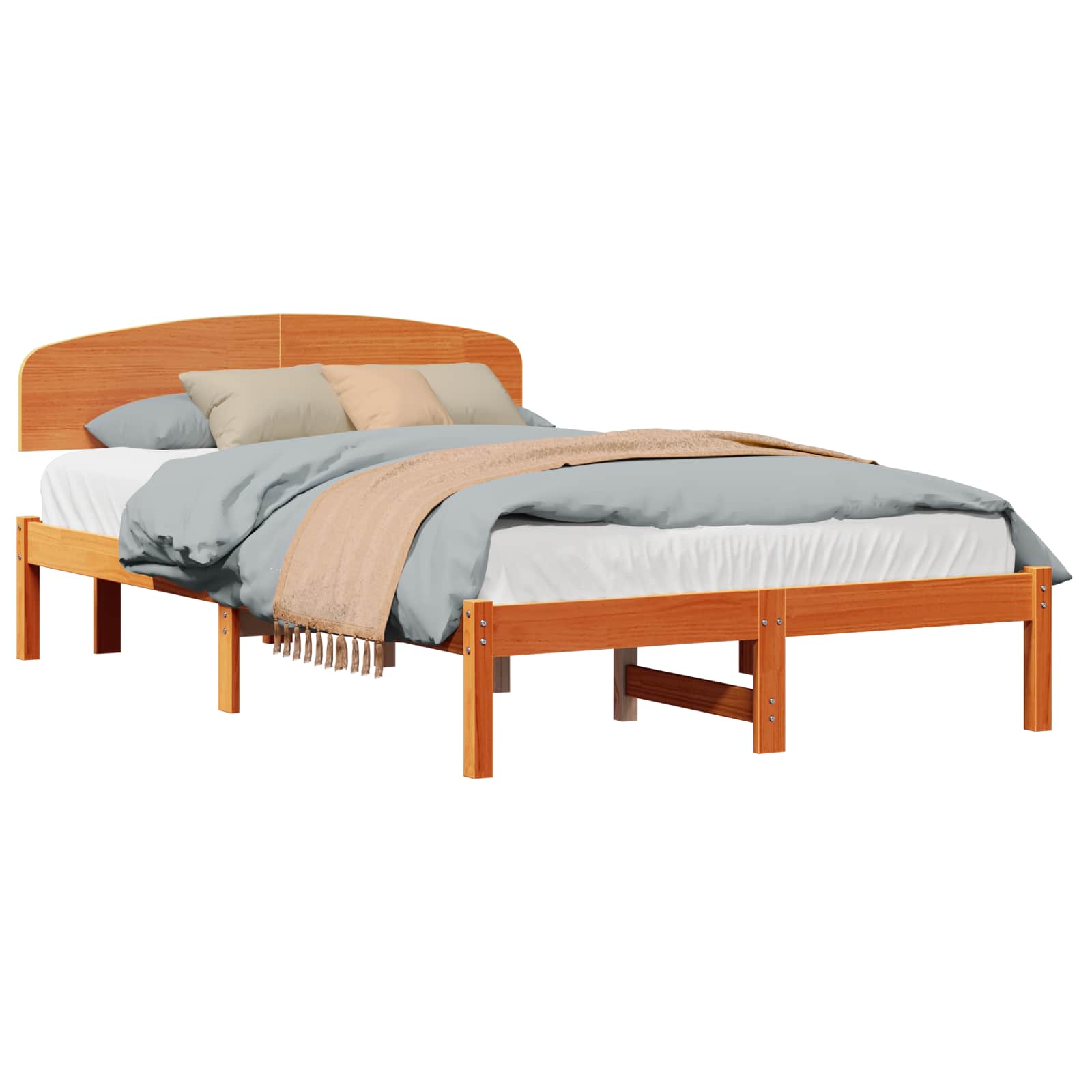 Estrutura da cama com cabeceira marrom cera 120 x 200 cm