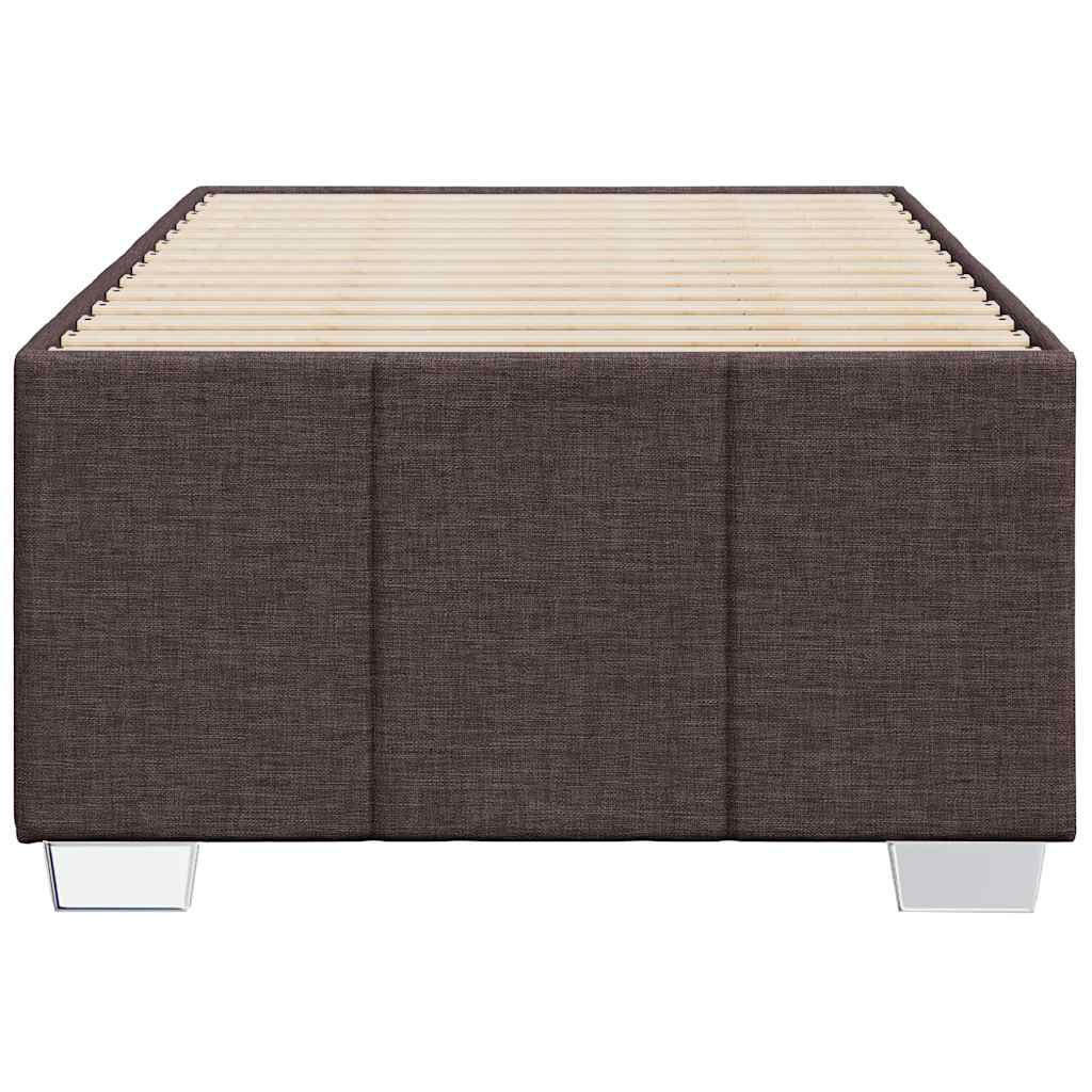 Estrutura de cama sem colchão 100x200 cm tecido castanho-escuro