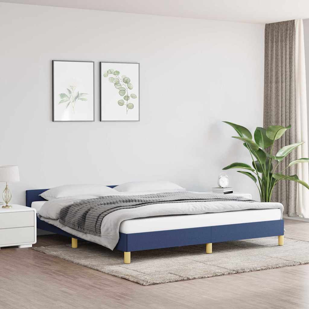 Estrutura cama c/ cabeceira sem colchão 160x200 cm tecido azul