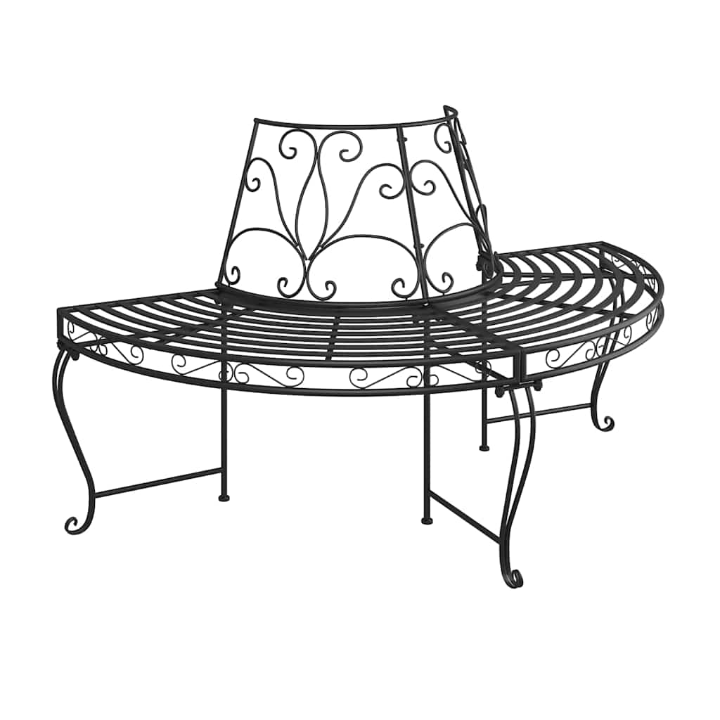 Banco de árvore semicircular 2 pcs ø160 cm aço preto