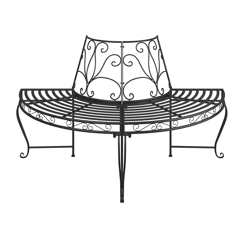 Banco de árvore semicircular 2 pcs ø160 cm aço preto