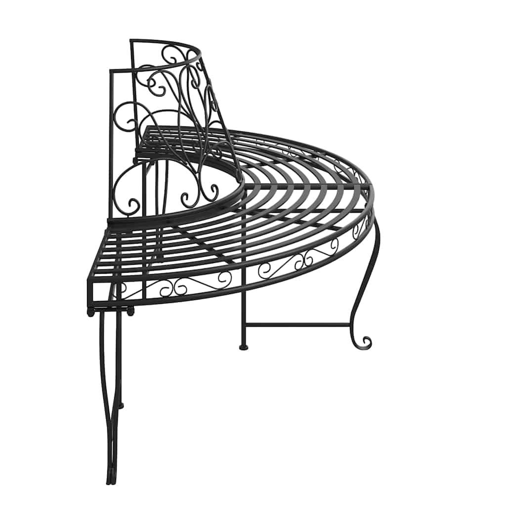 Banco de árvore semicircular 2 pcs ø160 cm aço preto