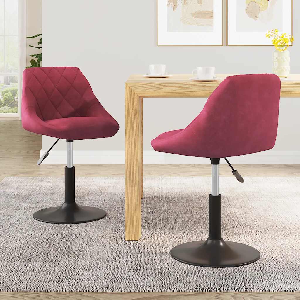 Cadeiras de jantar giratórias 2 pcs veludo vermelho tinto
