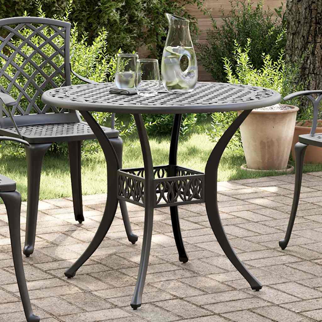 Mesa de jardim ø90x75 cm alumínio fundido preto