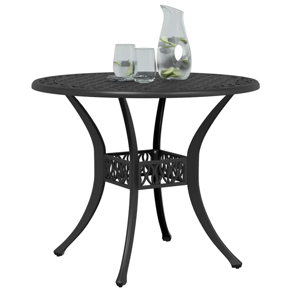 Mesa de jardim ø90x75 cm alumínio fundido preto