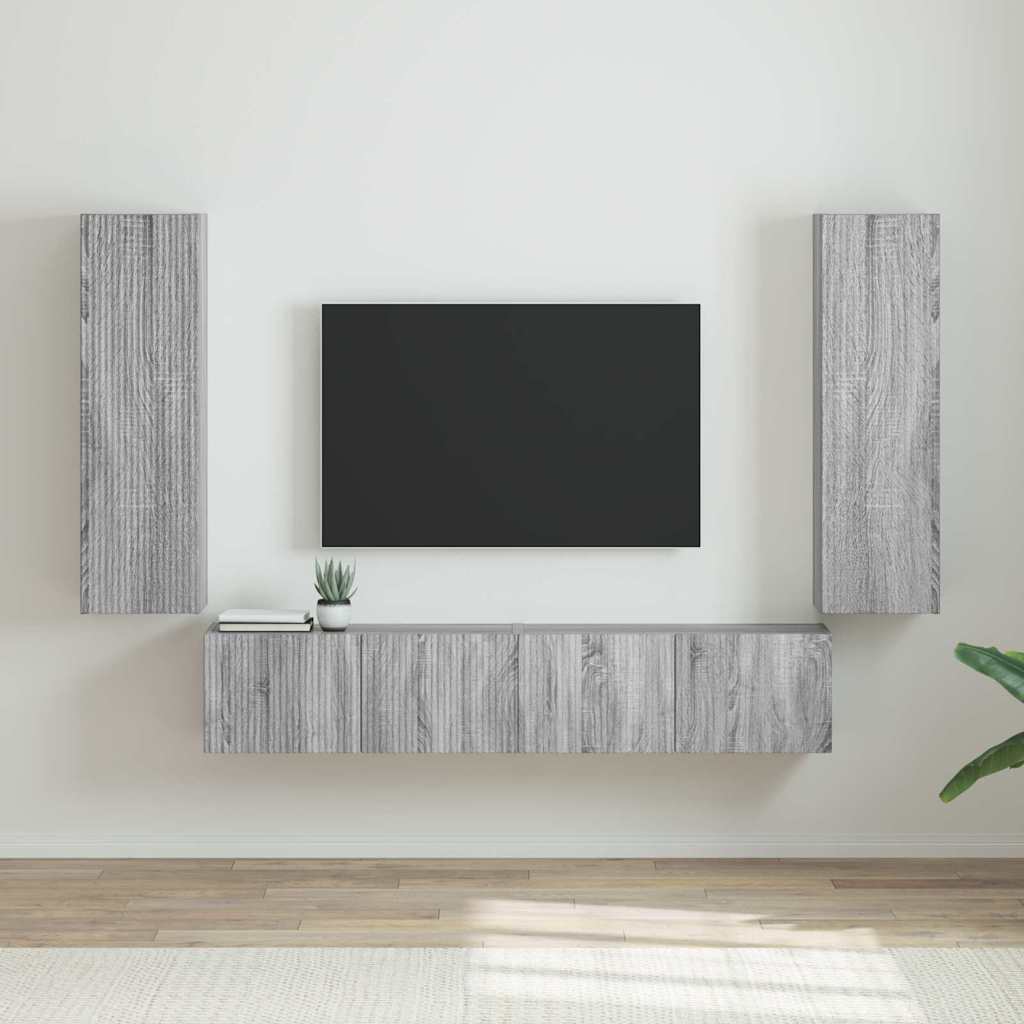 Armário de TV de parede 2 unid. cinza sonoma