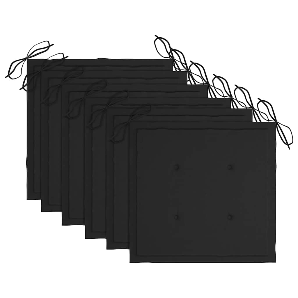 Cadeiras de jantar p/ jardim 6 pcs c/ almofadões acácia maciça