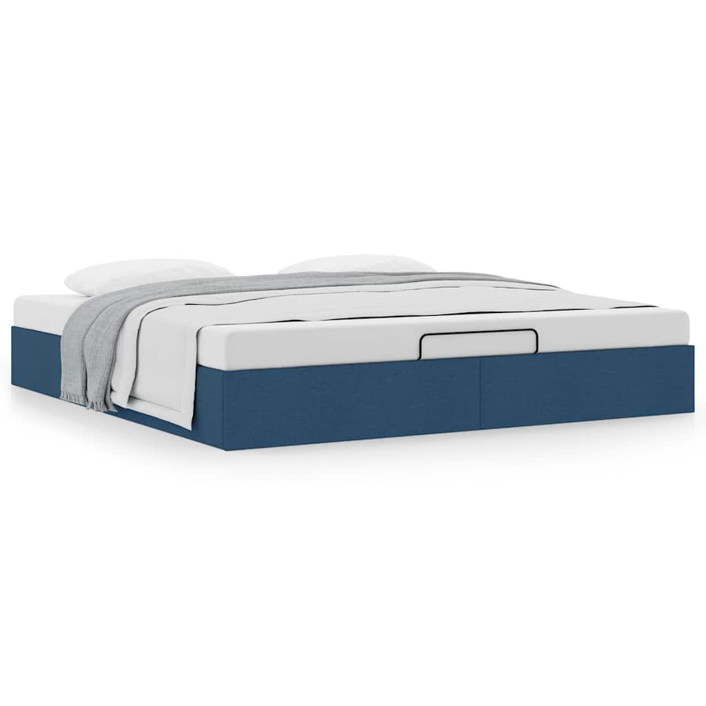 Estrutura de cama otomana sem colchão 200x200 cm tecido azul