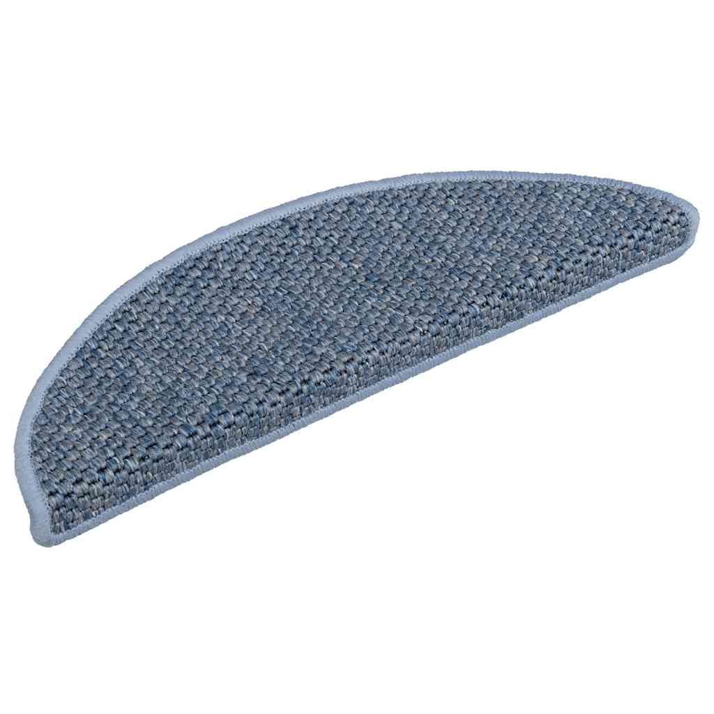 Tapetes escada adesivos aspeto sisal 30 pcs 56x17x3 cm azul