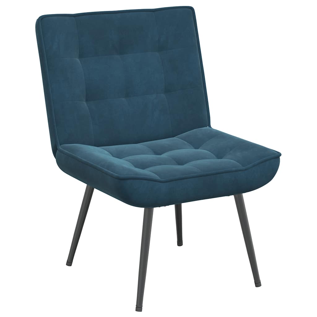 Cadeira de descanso com banco veludo azul
