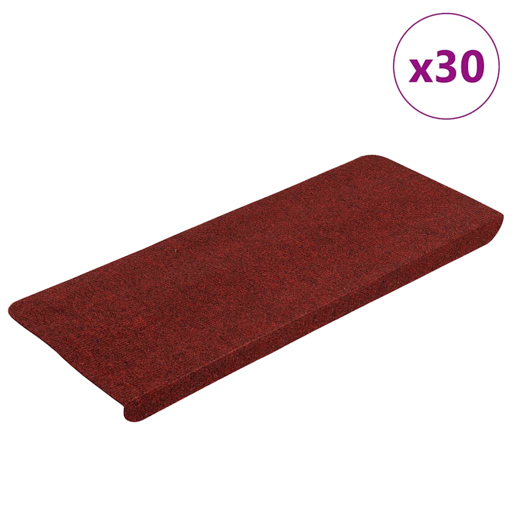 Tapetes de escada adesivos 30 pcs 65x24,5x3,5 cm vermelho