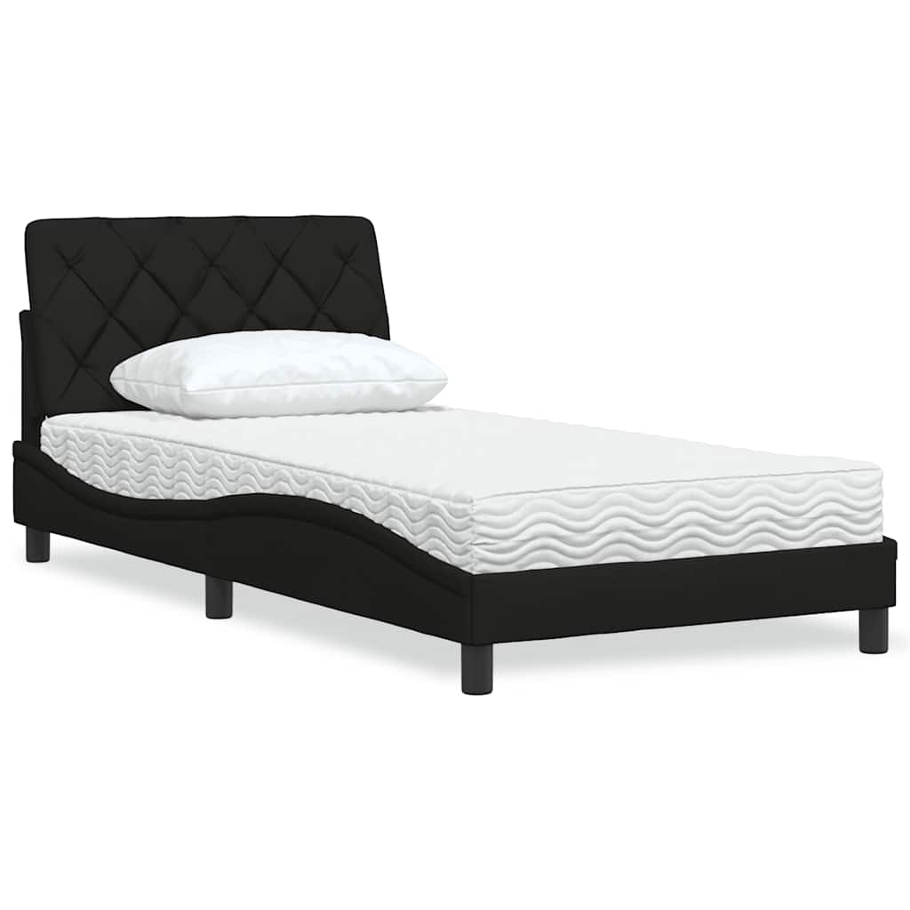 Cama com colchão 100x200 cm tecido preto